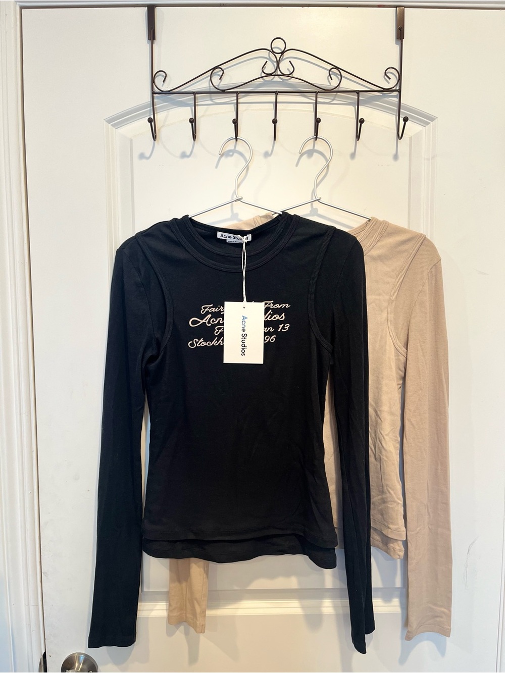 Acne Studios Black Long Sleeve Tee with White Script